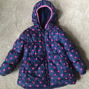 🌻Heart Print Pink Platinum Warm & Cozy Puffer Coat